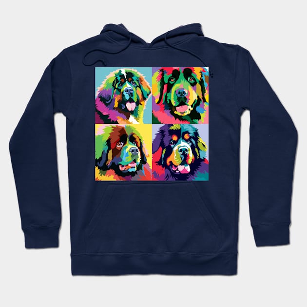 Newfoundland Pop Art - Dog Lover Gifts Hoodie by PawPopArt